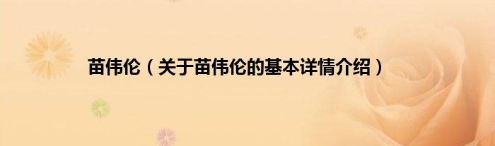 苗伟伦（关于苗伟伦的基本详情介绍）