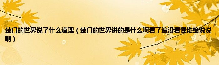 楚门的世界说了什么道理（楚门的世界讲的是什么啊看了遍没看懂谁给说说啊）