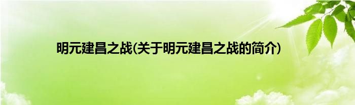 明元建昌之战(关于明元建昌之战的简介)