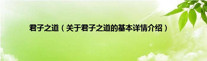 君子之道（关于君子之道的基本详情介绍）