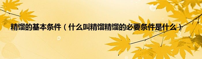 精馏的基本条件（什么叫精馏精馏的必要条件是什么）