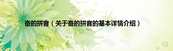 奋的拼音（关于奋的拼音的基本详情介绍）