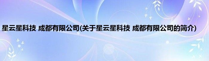 星云星科技 成都有限公司(关于星云星科技 成都有限公司的简介)
