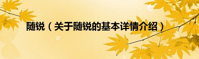 随锐（关于随锐的基本详情介绍）