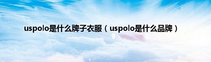 uspolo是什么牌子衣服（uspolo是什么品牌）