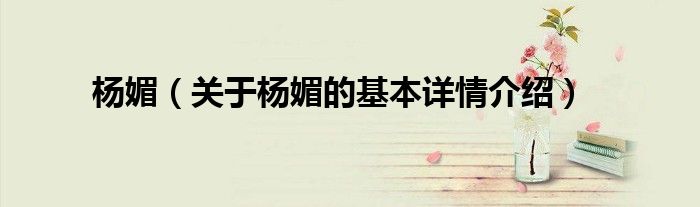 杨媚（关于杨媚的基本详情介绍）