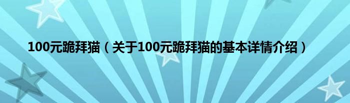 100元跪拜猫（关于100元跪拜猫的基本详情介绍）