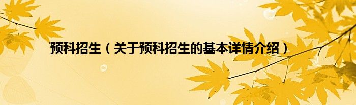 预科招生（关于预科招生的基本详情介绍）