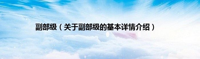 副部级（关于副部级的基本详情介绍）