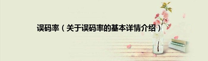 误码率（关于误码率的基本详情介绍）