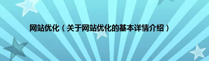网站优化（关于网站优化的基本详情介绍）