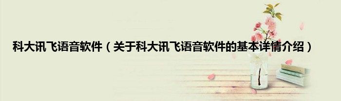 科大讯飞语音软件（关于科大讯飞语音软件的基本详情介绍）