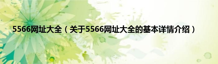 5566网址大全（关于5566网址大全的基本详情介绍）