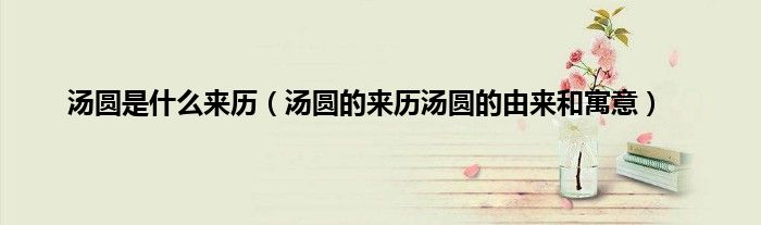 汤圆是什么来历（汤圆的来历汤圆的由来和寓意）