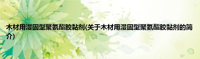 木材用湿固型聚氨酯胶黏剂(关于木材用湿固型聚氨酯胶黏剂的简介)