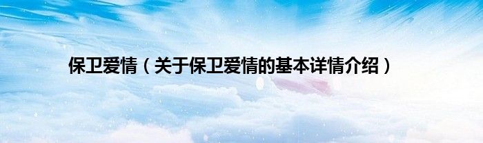 保卫爱情（关于保卫爱情的基本详情介绍）