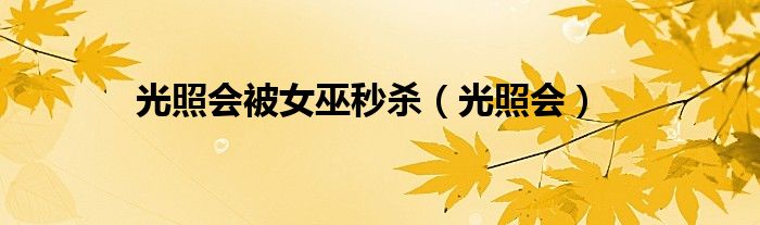 光照会被女巫秒杀（光照会）