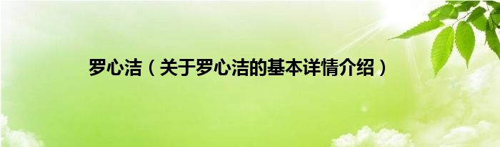 罗心洁（关于罗心洁的基本详情介绍）
