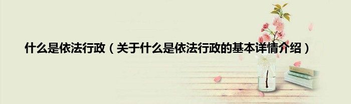 什么是依法行政（关于什么是依法行政的基本详情介绍）