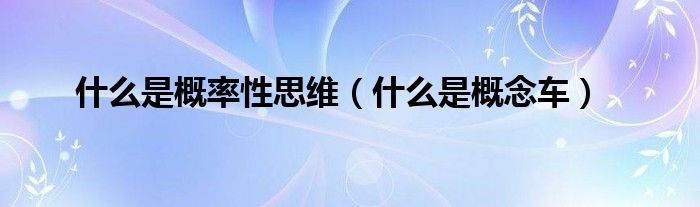 什么是概率性思维（什么是概念车）