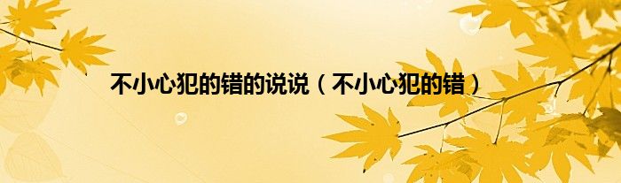 不小心犯的错的说说（不小心犯的错）