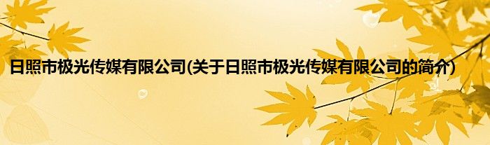 日照市极光传媒有限公司(关于日照市极光传媒有限公司的简介)